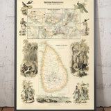 Alte Karte der britischen Besitztümer im Indischen Ozean, 1872 von Fullarton - Malaysia, Penang, Singapur, Sri Lanka, Malakka 