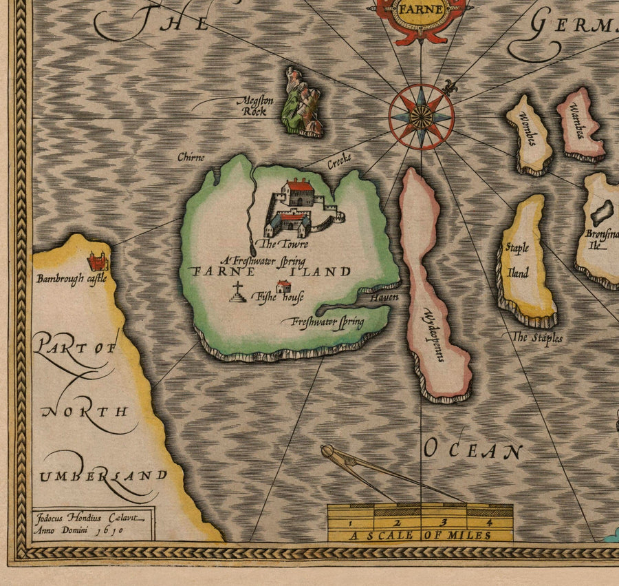 Ancienne carte de Channel Isles, 1611 par John Vitesse - Jersey, Guernesey, Îles Farne, Île Sainte
