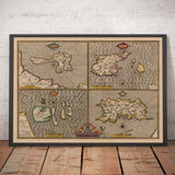 Ancienne carte de Channel Isles, 1611 par John Vitesse - Jersey, Guernesey, Îles Farne, Île Sainte