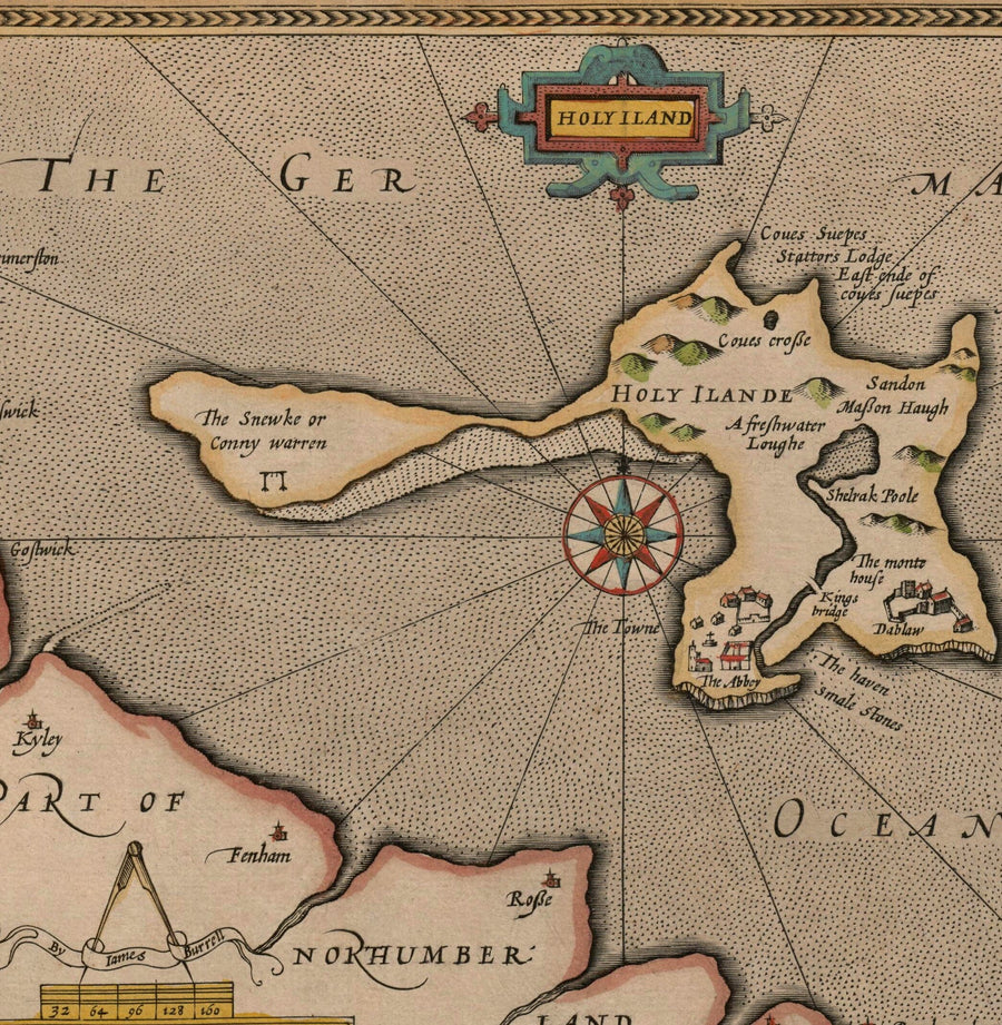 Ancienne carte de Channel Isles, 1611 par John Vitesse - Jersey, Guernesey, Îles Farne, Île Sainte