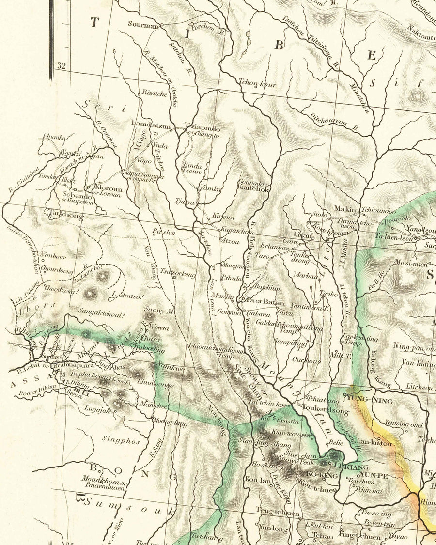 Ancienne carte de la Chine, 1840 par Arrowsmith - Corée, Canton, Pékin, ambassade sino-britannique Maccartney, empereur Qianlong