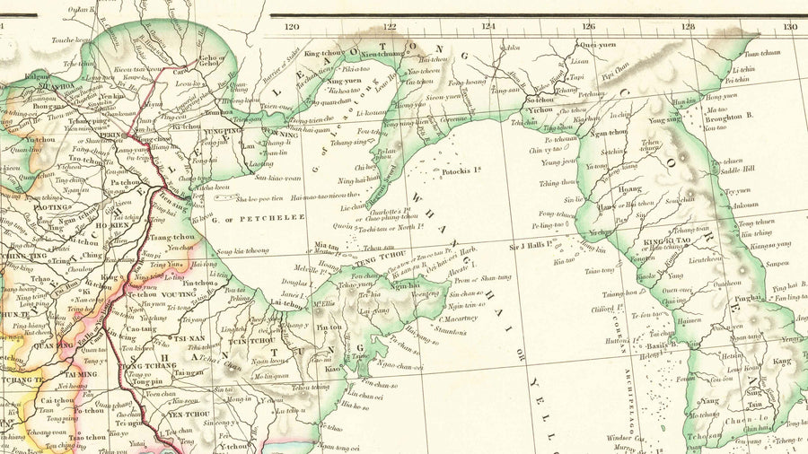 Ancienne carte de la Chine, 1840 par Arrowsmith - Corée, Canton, Pékin, ambassade sino-britannique Maccartney, empereur Qianlong