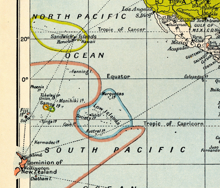 Ancienne carte du monde colonial, 1912 par Cambridge Publishing - Empire britannique, Empire français, Empire hollandais, Empire chinois, Empire espagnol