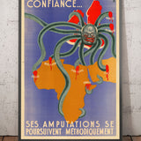 Carte de l'affiche de Propaganda de la Première Guerre mondiale Vichy France - Winston Churchill en tant que bête tentaculée
