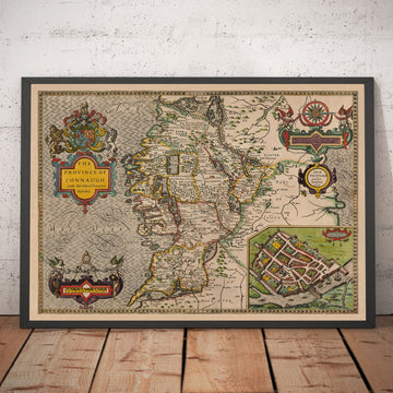 Old Map of Connacht, Ireland 1611 by John Speed - Galway, Sligo, Mayo, Leitrim, Clare