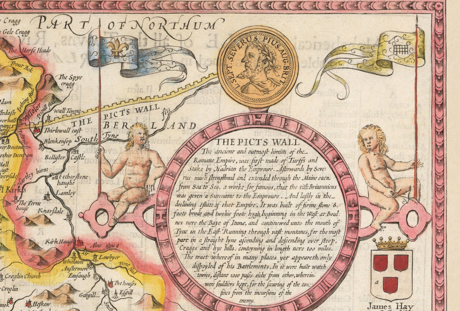 Ancienne carte de Cumbria, 1611 par John Speed ​​- Cumberland, Carlisle, Keswick, Lac District, Windermere