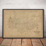 Alte Karte von Dallas, Texas aus dem Jahr 1878 von Jones & Murphy - Main St, Ellum, Innenstadt, Kunstviertel, Bryan Place 