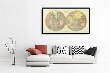 Old Double Hemisphere World Map, 1804 by Arrowsmith - Rare 19th Century Atlas