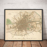 Alte Karte von Dublin, Irland im Jahr 1836 von WB Clark - Fluss Liffey, Leinster, County Dublin 