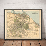 Mappa antica di Edimburgo nel 1912 di J Bartholomew - Leith, Murrayfield, Portobello, Holyrood 