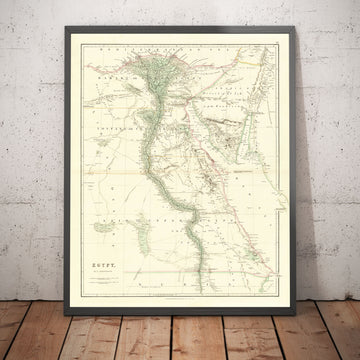 Old Map of Egypt, 1832 by Arrowsmith - Cairo, Giza, Alexandria, Pyramids, Nile, Red Sea, Jerusalem, Middle East