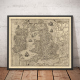 Antiguo mapa de Inglaterra e Irlanda en 1605 por Abraham Ortelius