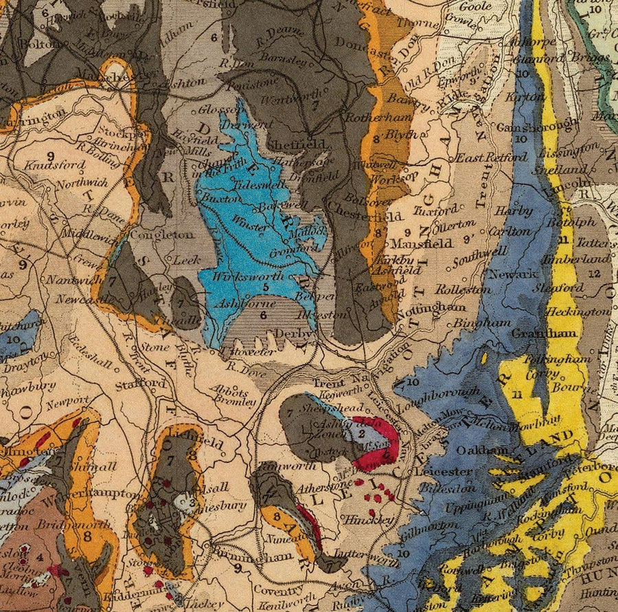 Alte geologische Karte von England & Wales von Roderick Impey Murchison, 1843 