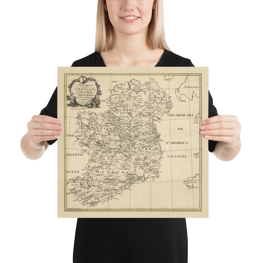 Alte Karte der Familiennamen Irlands, 1795 - O&