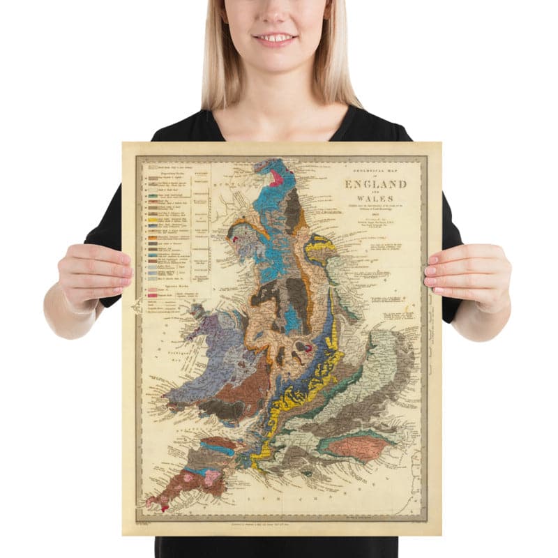 Alte geologische Karte von England & Wales von Roderick Impey Murchison, 1843 