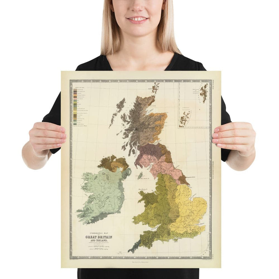 Alte Karte von Altbritannien, 1856 - Wales, Erse, Gälisches Irland, Pikten, keltische Eisenzeit-Stämme, Silures 