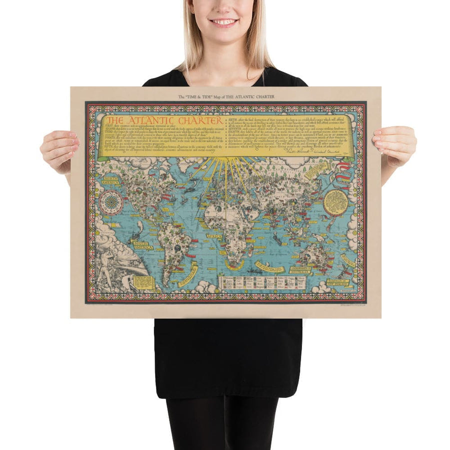 The Atlantic Charter por Max Gill, 1942 - World War 2 United Nations Wall Chart