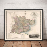 Mapa antiguo de Essex, 1831 por Greenwood & Co. - Southend, Colchester, Chelmsford, Romford, Dagenham, Brentwood, Basildon