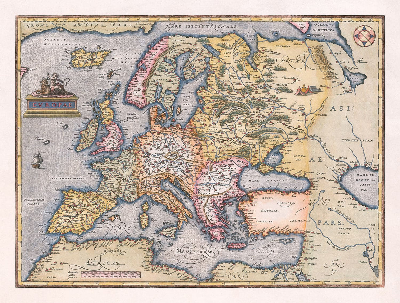 Mapa antiguo de Europa, 1570 - El primer atlas europeo - de Abraham Ortelius