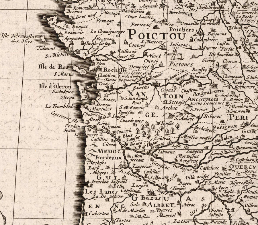 Mappa antica della Francia, 1627 di John Speed - Belgio, Normandia, Bretagna, Costa Azzurra, Pirenei 