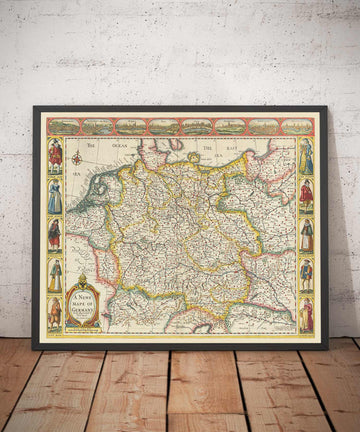 Old Map of Germany by John Speed, 1627 - Holy Roman Empire, German Empire - Austria, Czechia, Poland, Switzerland