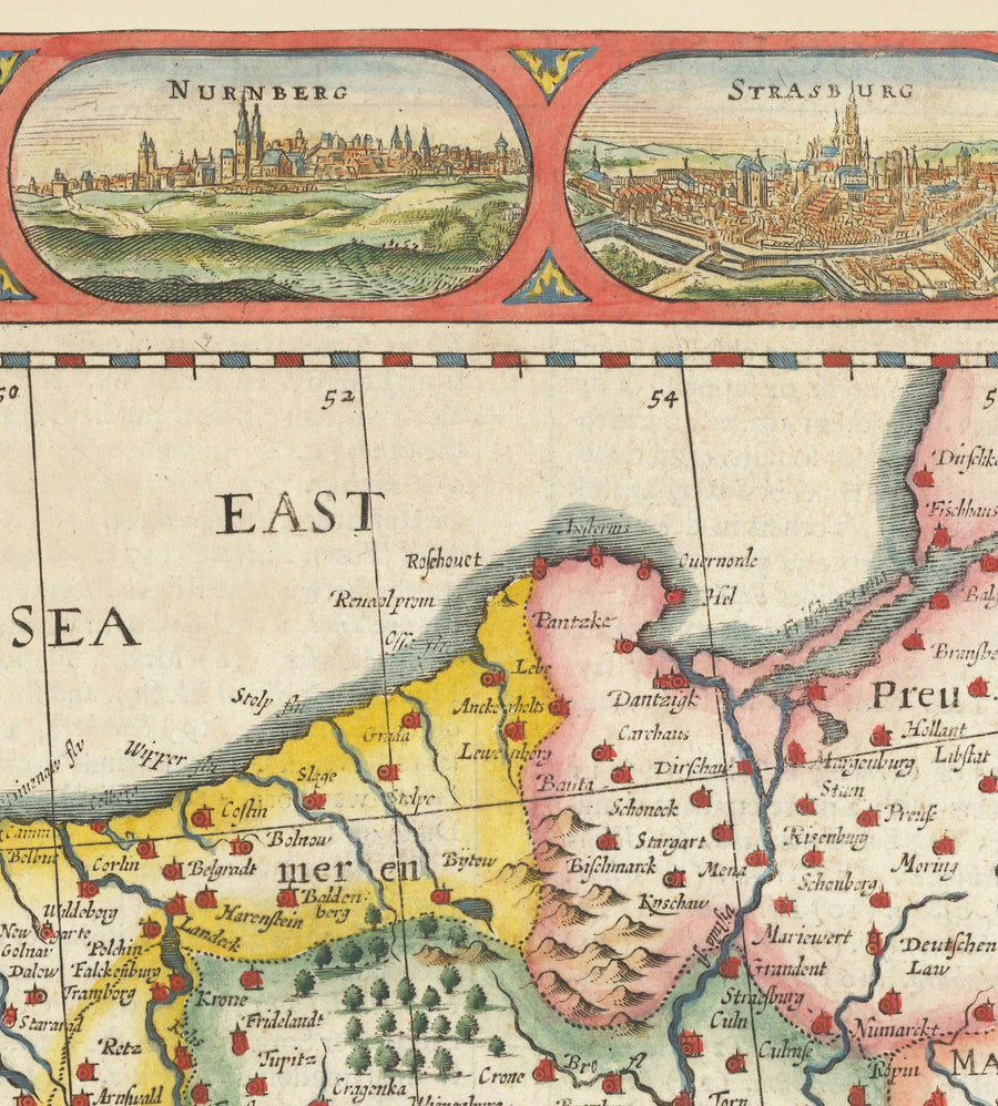 Vecchia mappa della Germania di John Speed, 1627 - Sacro Romano Impero, Impero tedesco - Austria, Repubblica Ceca, Polonia, Svizzera 