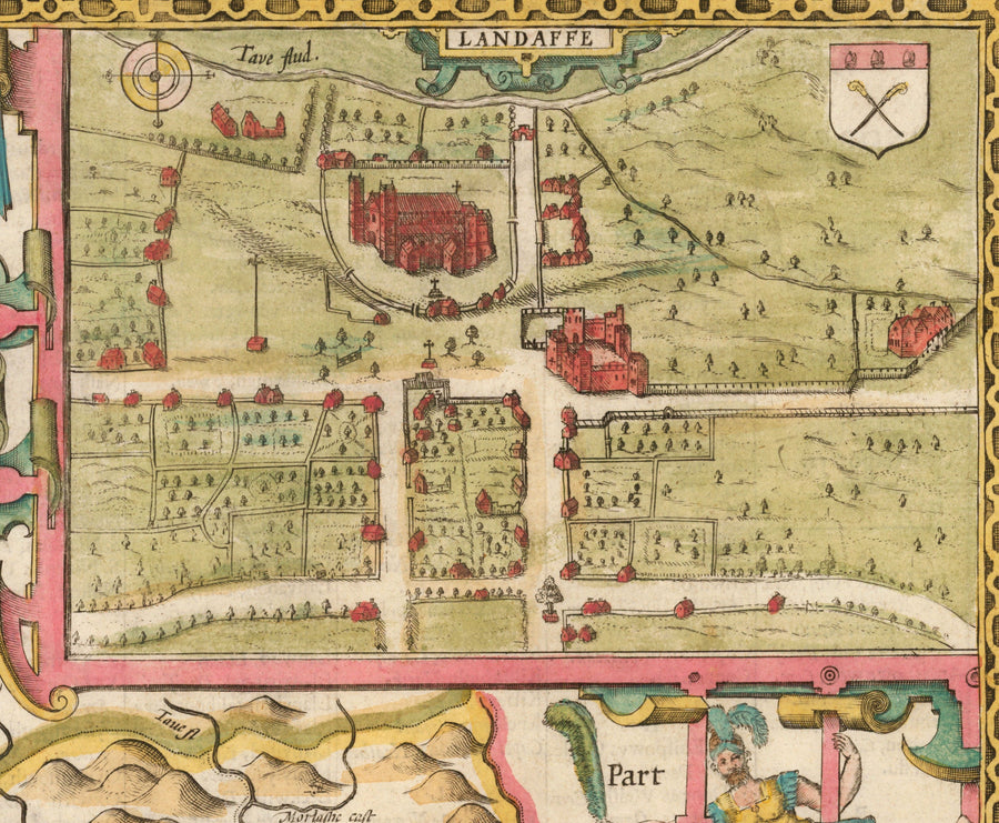 Alte Karte von Glamorgan Wales, 1611 von John Speed - Cardiff, Swansea, Bridgend, Port Talbot, Barry 