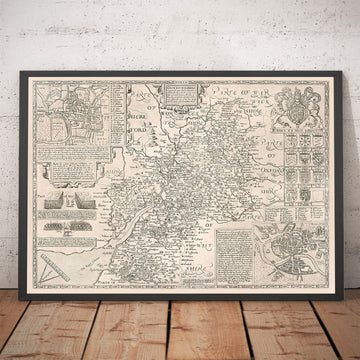Alte Karte von Gloucestershire, 1611 von John Speed - Bristol, Cheltenham, Gloucester, Kingswood, Filton, South 