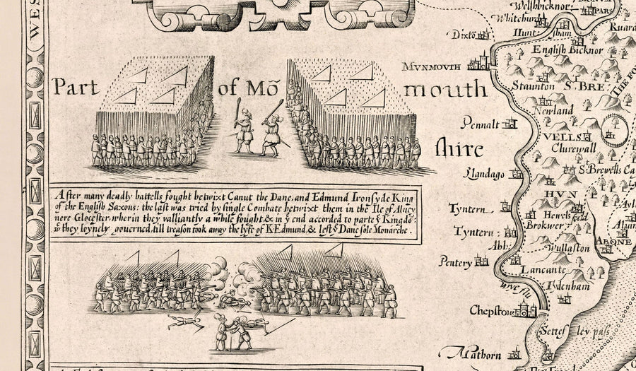 Alte Karte von Gloucestershire, 1611 von John Speed - Bristol, Cheltenham, Gloucester, Kingswood, Filton, South 