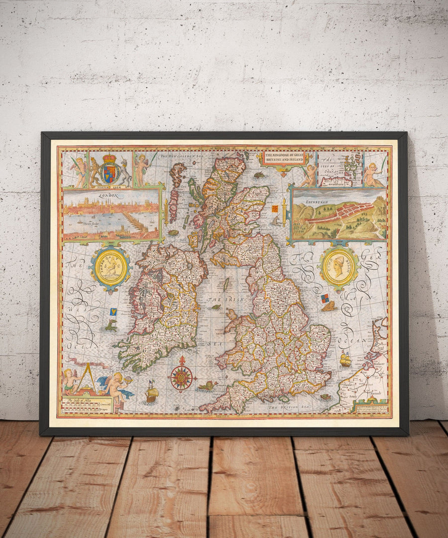 Alte Karte der Britischen Inseln von 1611 von John Speed - UK, England, Schottland, Wales, Irland 