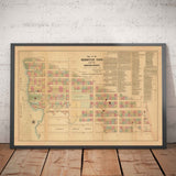 Mappa antica di Hell's Kitchen e Midtown West, NYC 1872 - Clinton, strade di Manhattan, Heritage Farm, da 39th a 48th St 