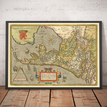 Old Map of Holland and Utrecht, 1595 by Abraham Ortelius - Amsterdam, Rotterdam, Hague, Utrecht