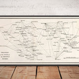 Mapa antiguo de Sussex, 1811 - Primera Tabla de encuestas de artillería de triangulación - Colinas, Castillos, Steegles