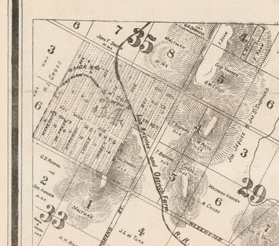 Viejo mapa de Los Ángeles, 1887 - Gráfico de la ciudad rara - Downtown, Chinatown, Distrito Financiero, Fila de Skid, Distrito de Moda