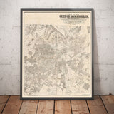 Viejo mapa de Los Ángeles, 1887 - Gráfico de la ciudad rara - Downtown, Chinatown, Distrito Financiero, Fila de Skid, Distrito de Moda