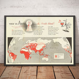 Mapa del Mundo Viejo por el Dr. Seuss, 1943 - Gráfico de pared del Malaria del Ejército de los EE. UU. Desde la Segunda Guerra Mundial