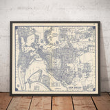 Old Map of San Diego, 1938 by Thomas Bros - National City, La Jolla, La Mesa, Downtown, Balboa Park & Zoo, North Island
