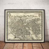 Old Map of Paris, France by Jean Sauve in 1670 - Notre Dame, Sainte-Chapelle, Île de la Cité, Bastille