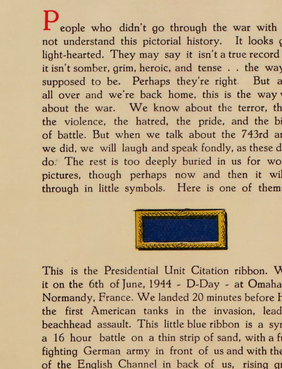 Old Map of D Day Landings in Normandy, 1944 - 743rd Tank Battalion in Northern France - US Army World War 2