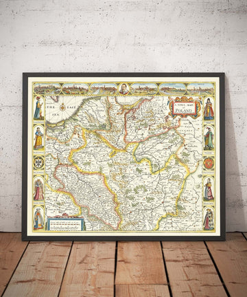 Mappa antica rara della Polonia di John Speed, 1626 - Germania, Prussia, Lituania, Boemia, Varsavia 