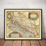 Ancienne carte de Croatie, Bosnie et Serbie, 1573 par Ortelius - Mer Adriatique, Venise, Zagreb, Belgrade, Sarajevo, îles