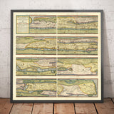 Antiguo mapa de carreteras del Imperio Romano, 1624 por Ortelius & Peutinger - Cursus Publicus, Roma, Europa, César Augusto