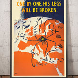 Spider Hitler, 1941 - Antiguo mapa propagandístico de Europa de la Segunda Guerra Mundial por Kem - Nazi vs. Aliados y URSS - Frente Occidental, Oriental