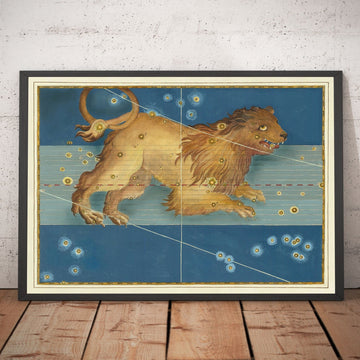 Antica Mappa Stellare del Leone, 1603 di Johann Bayer - Carta Astrologica Zodiacale - Il Segno Zodiacale del Leone 
