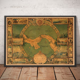 Alte Karte des Panamakanals, 1930 von Tripp - Panama-Stadt, Gatun, Bocas Del Toro, Perleninseln, Boquete, Isla del Rey - Gerahmt Ungerahmt Geschenk 