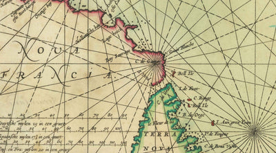 Ancienne carte du Groenland, de l'Islande et de la mer du Nord, 1661 par van Loon - Carte d'exploration viking