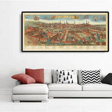 Ancienne carte de Berlin, 1760 par Balthasar Probst - Ancienne carte panoramique avec armoiries