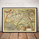 Ancienne carte d'Andalousie, Séville, Espagne par Ortelius en 1573 - Sevilla, Huelva, Cadiz, Barrameda, Santa María, Real