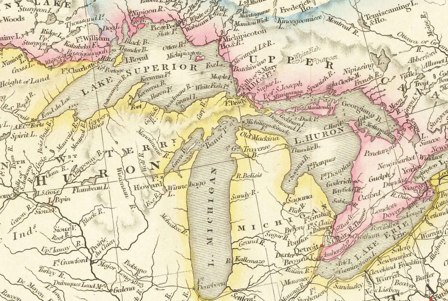Ancienne carte du Canada, 1840 par Arrowsmith - États-Unis, Amérique russe, Haut et Bas-Canada, Amérique du Nord britannique, Autochtones et peuples indigènes