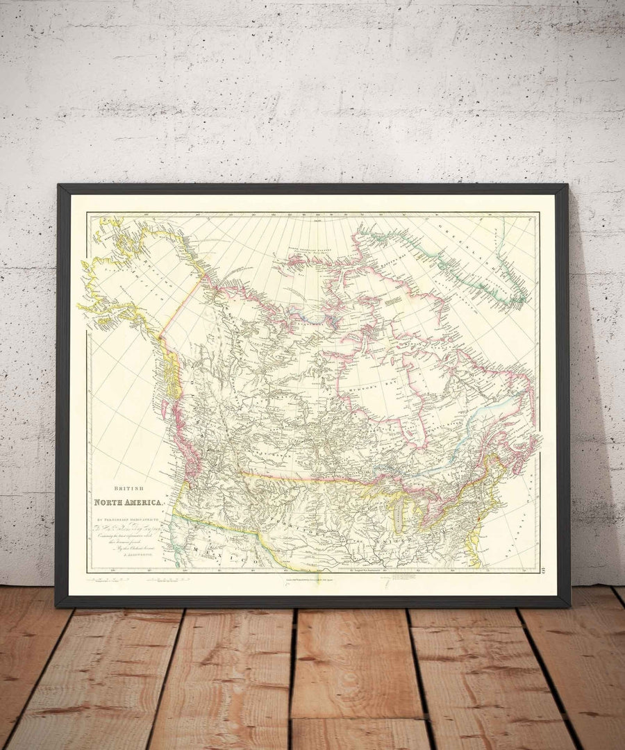 Ancienne carte du Canada, 1840 par Arrowsmith - États-Unis, Amérique russe, Haut et Bas-Canada, Amérique du Nord britannique, Autochtones et peuples indigènes